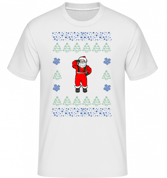 Santa pletení vzor -  Shirtinator tričko pro pány - Bílá - Napřed