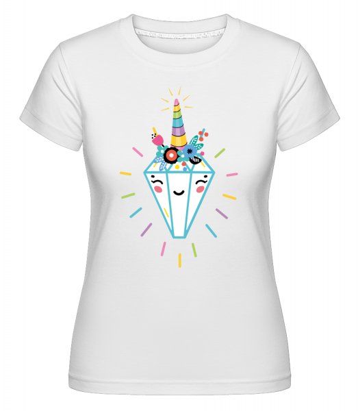 šťastný Diamond -  Shirtinator tričko pro dámy - Bílá - Napřed