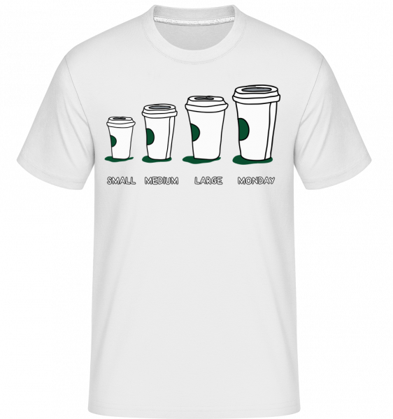 Káva Small Medium Large pondělí -  Shirtinator tričko pro pány - Bílá - Napřed