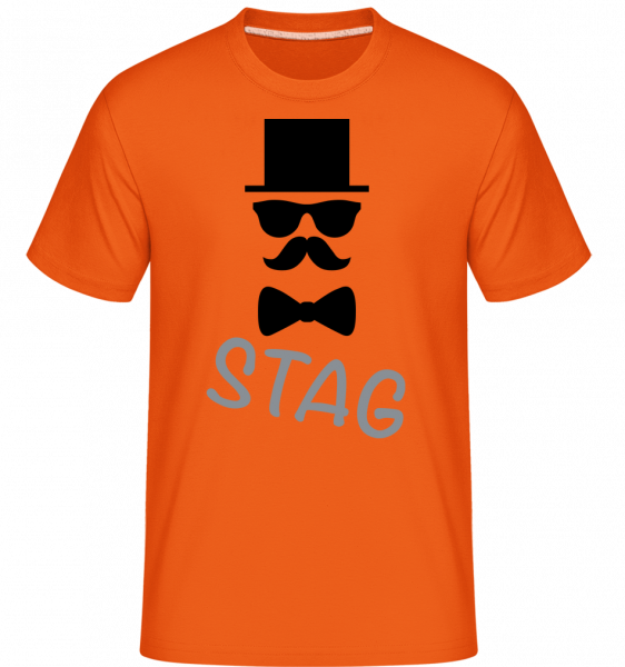 Stag - Knír -  Shirtinator tričko pro pány - Oranžová - Napřed