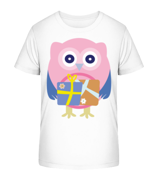 Cute Owl With Presents - Detské Bio tričko Stanley Stella - Bílá - Napřed