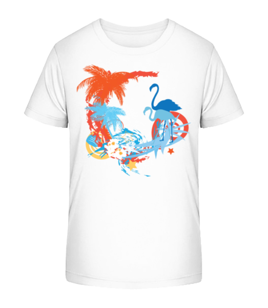 Flamingos In Paradise Blue/Orang - Detské Bio tričko Stanley Stella - Bílá - Napřed