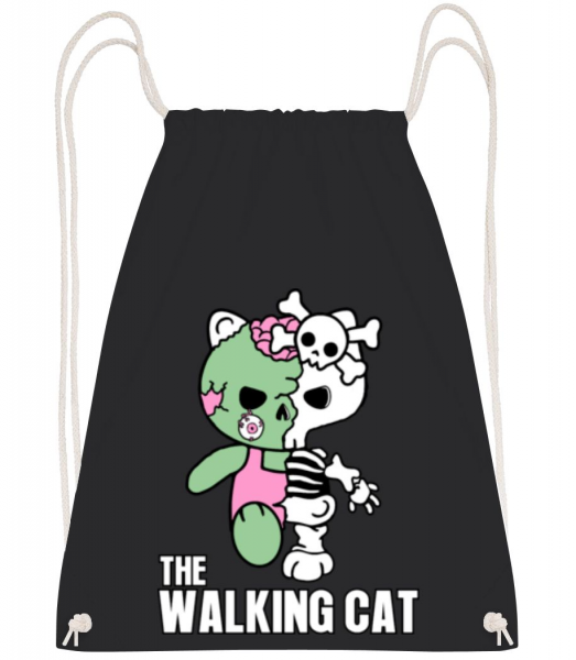 The Walking Cat - Drawstring batoh se šňůrkami - Černá - Napřed