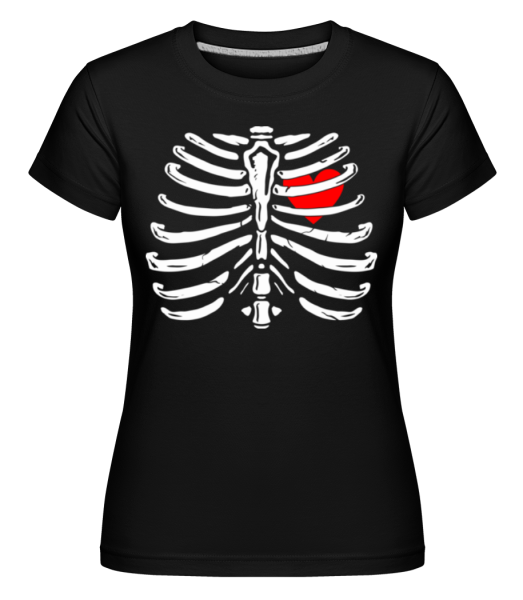 Kostra So Srdcom -  Shirtinator tričko pro dámy - Černá - Napřed