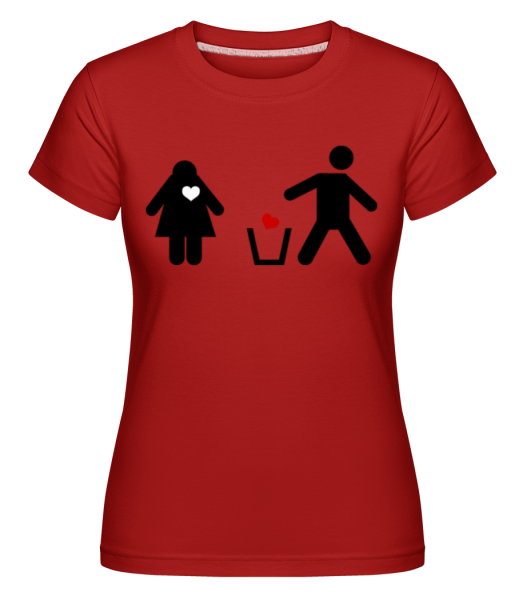 Srdce Přes Away Logo -  Shirtinator tričko pro dámy - Červená - Napřed
