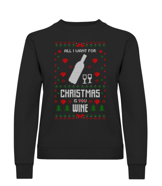 All I Want For Christmas Is Wine - Dámská mikina - Černá - Napřed
