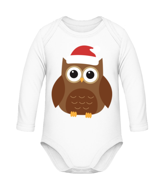 Vánoční Owl - Dĕtské bio body s dlouhým rukávem - Bílá - Napřed