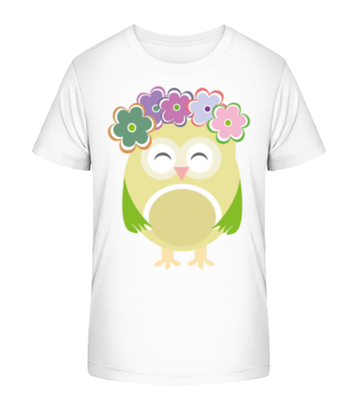 Cute Owl With Flowers - Detské Bio tričko Stanley Stella - Bílá - Napřed