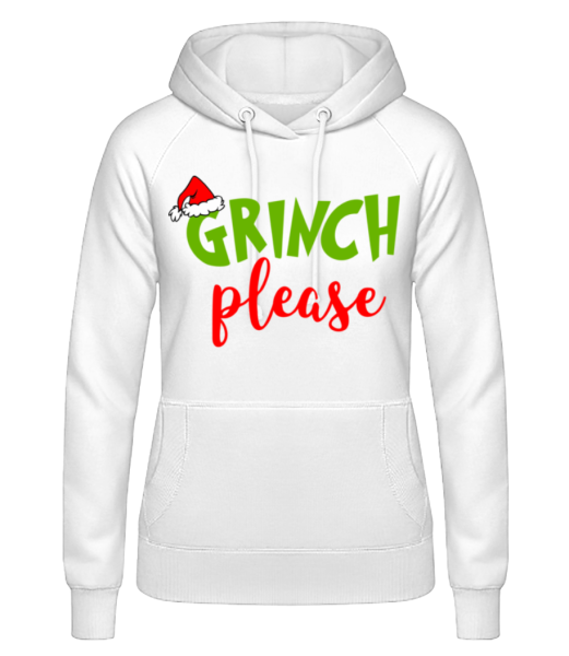 Grinch Please - Dámská mikina s kapucí - Bílá - Napřed