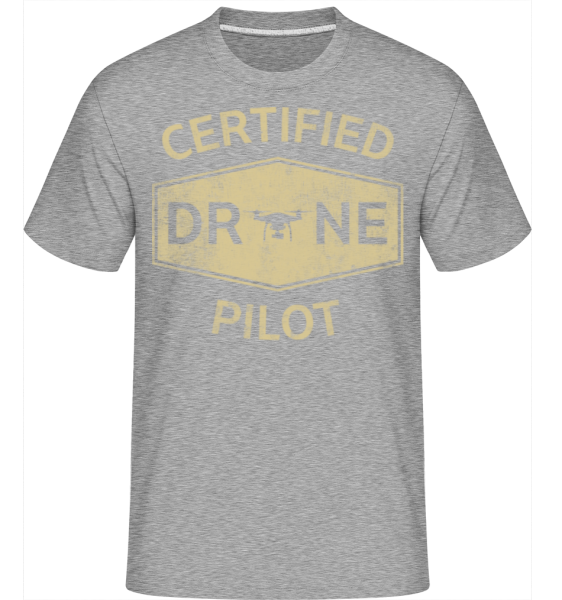 Certified Drone Pilot -  Shirtinator tričko pro pány - Melírově šedá - Napřed