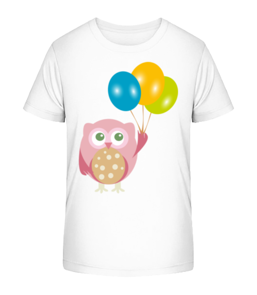 Cute Owl s balónky - Detské Bio tričko Stanley Stella - Bílá - Napřed