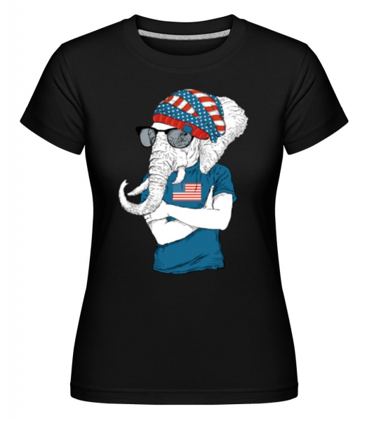 Hipster Elephant -  Shirtinator tričko pro dámy - Černá - Napřed