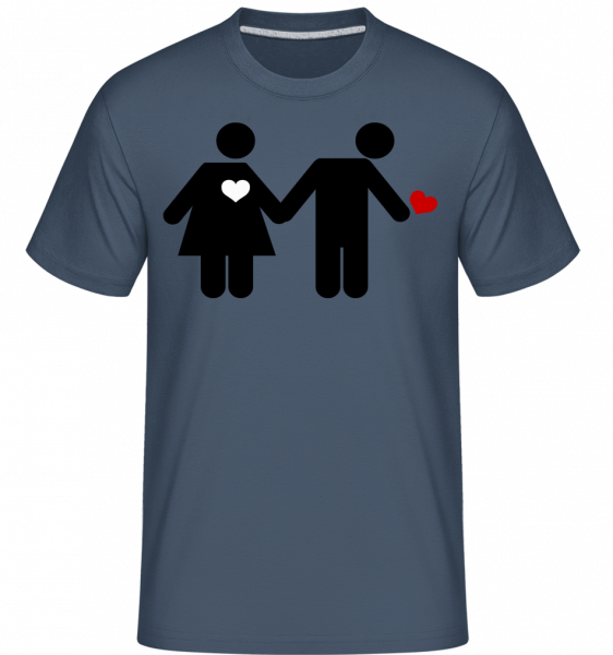 Žena a muž se srdcem Logo -  Shirtinator tričko pro pány - Džínovina - Napřed